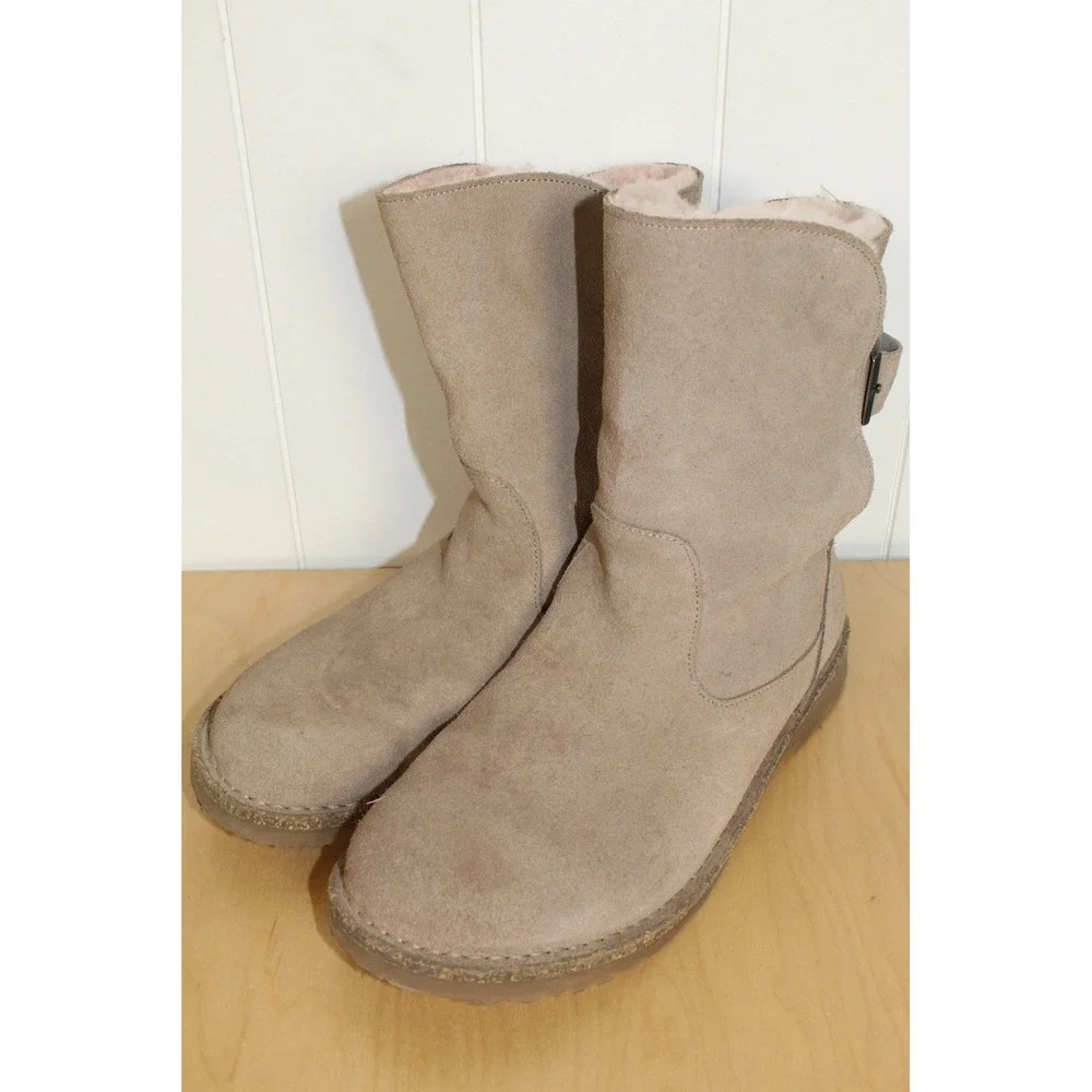 Birkenstock Uppsala Shearling Suede Leather in Desert Dust Gray Taupe Size 42/10